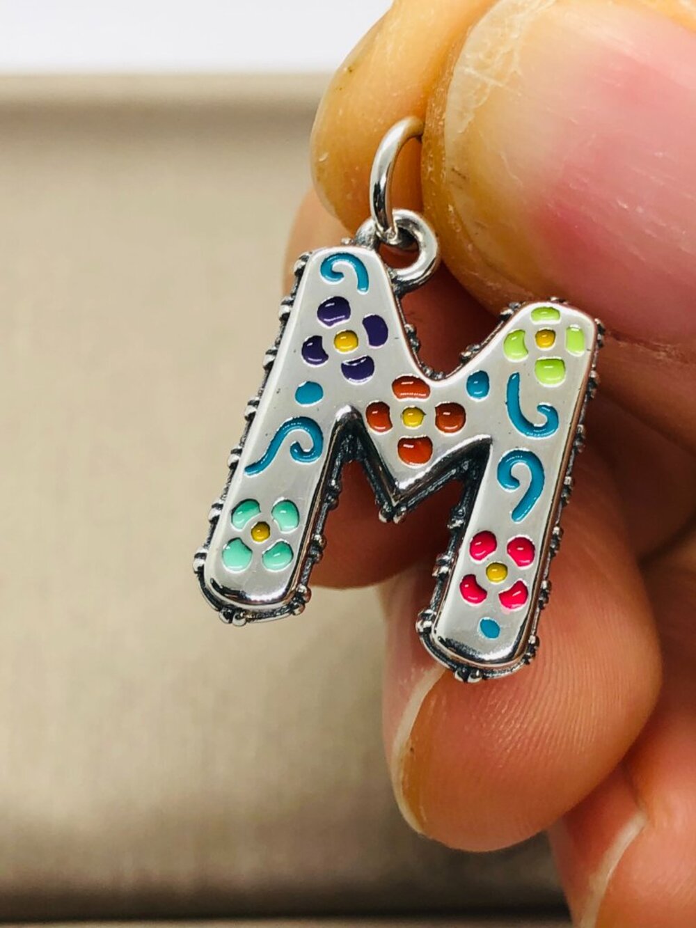 James Avery Enamel Consuela Floral Initial Charm Letter M Dangle Charm